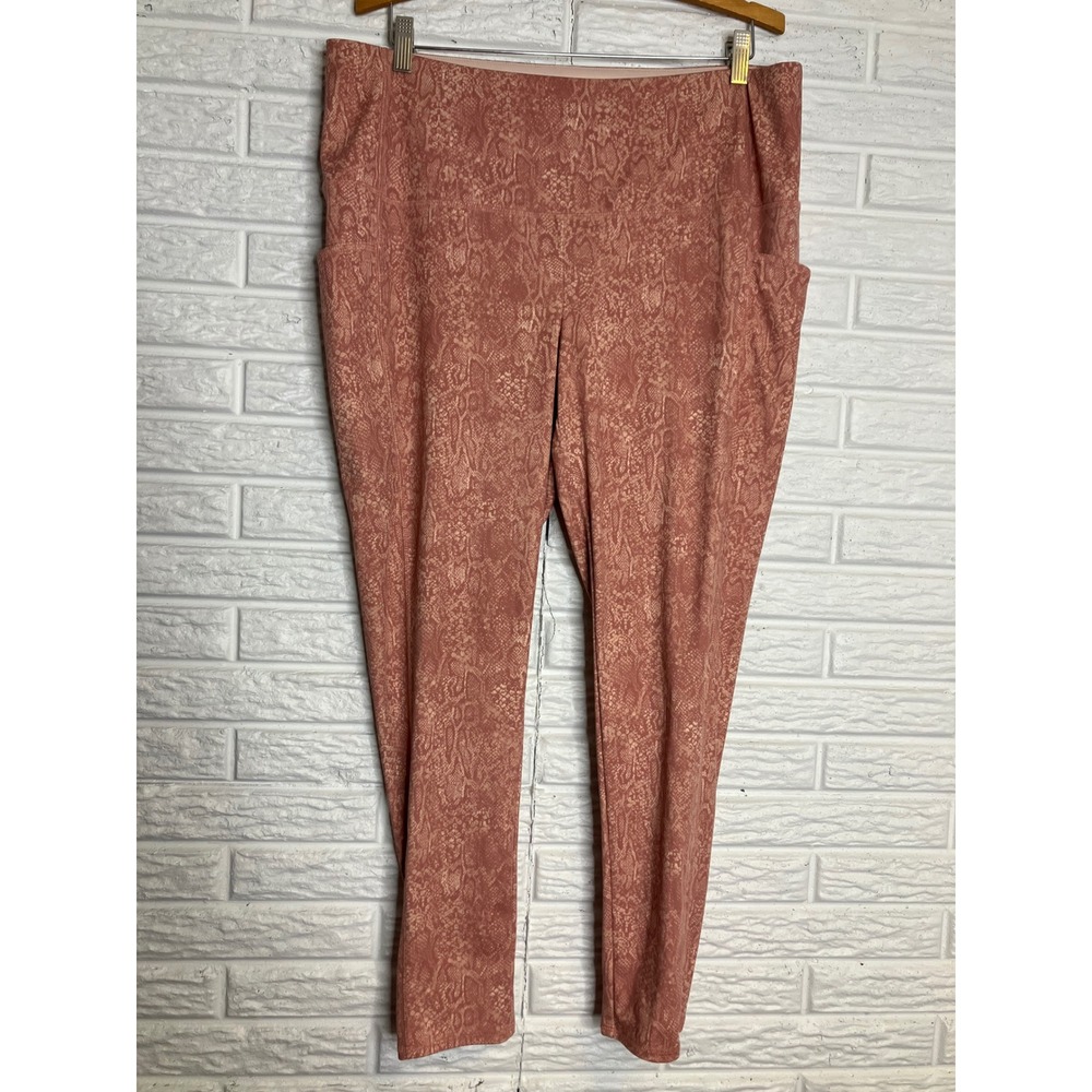 Chico's Zenergy Leggings Women 3 XL Rose Pink Excellent Snakeskin Pockets